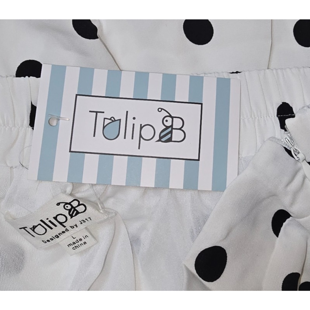 Tulip B Polka Dot Midi Skirt Large NWT Pleated Hem Lined Retro Vintage Style - Picture 6 of 9